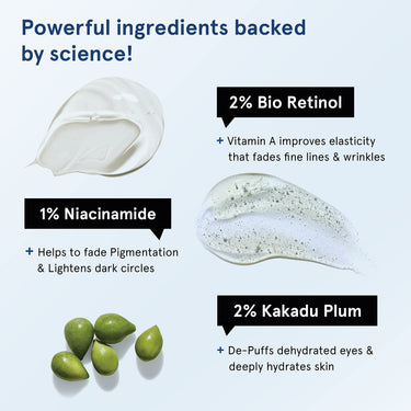 Be Bodywise 2% Bio Retinol Under Eye Cream 15g | With 2% Bio Retinol, 1% Niacinamide & 2% Kakadu Plum | Helps to Reduce Dark Circles, Fine Lines & Wrinkles, Puffed Eyes
